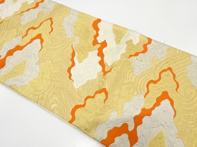 JAPANESE KIMONO / ANTIQUE FUKURO OBI / SILK / WOVEN STREAM & MIST